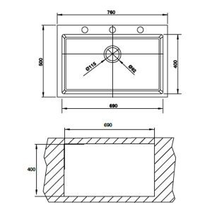 chậu rửa bát đơn Hafele HS-G7650 màu xám 565.84.581