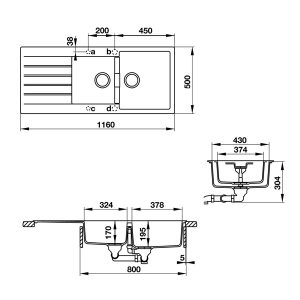 kích thước chậu rửa bát Hafele Primus D-200