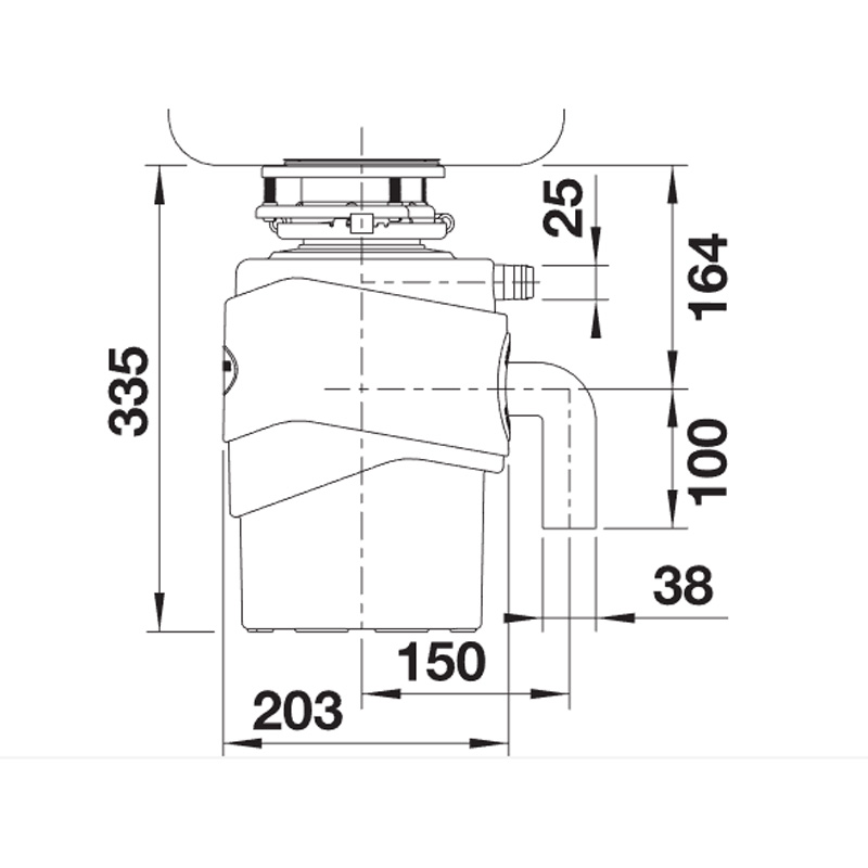 Kích thước máy xay rác Blanco FWD max