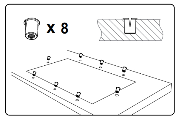 Khoan 8 lỗ ở phía sau và lắp tắc kê