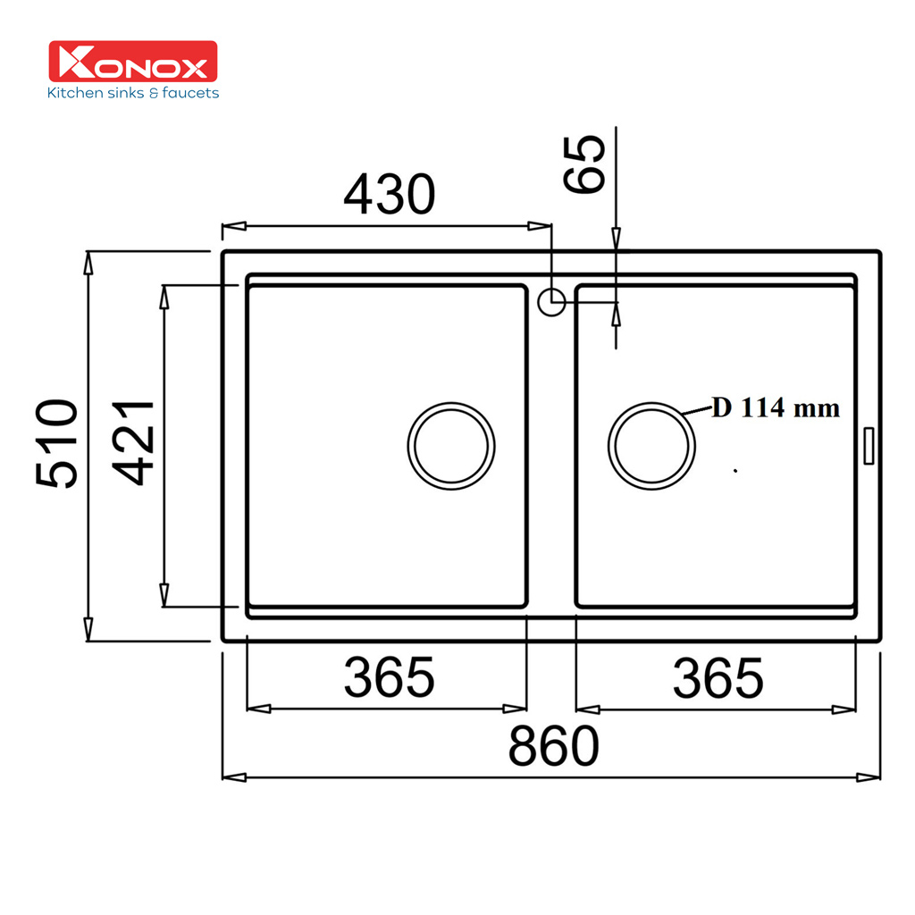 Chậu rửa bát Granite Sink Konox Phoenix Smart 860