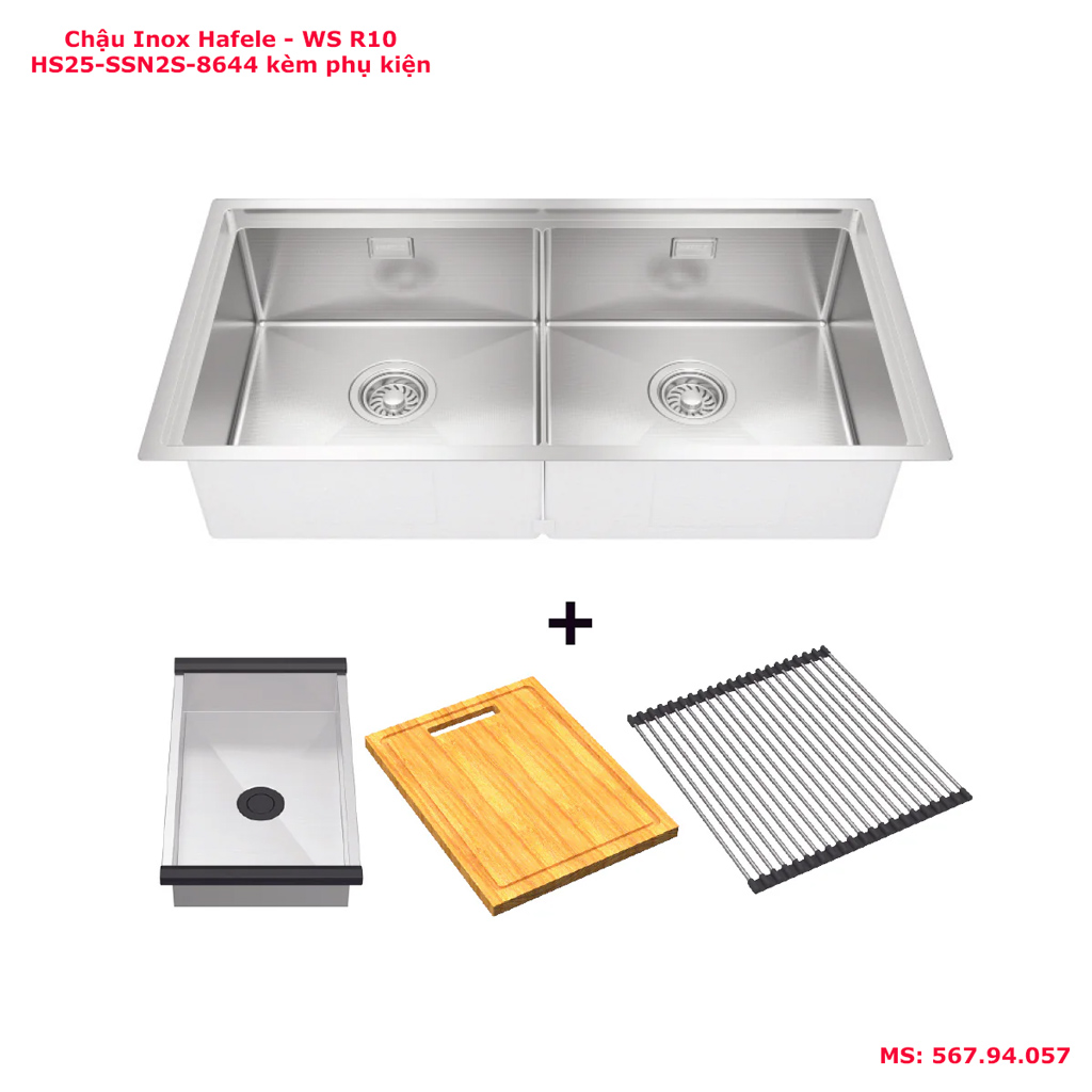 Chậu rửa bát Hafele WS R10 HS25-SSN2S-8644 567.94.057 kèm phụ kiện