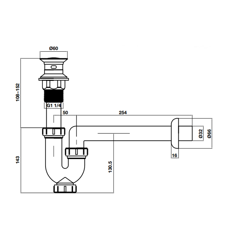 Bộ siphong chậu lavabo Hafele 485.60.295