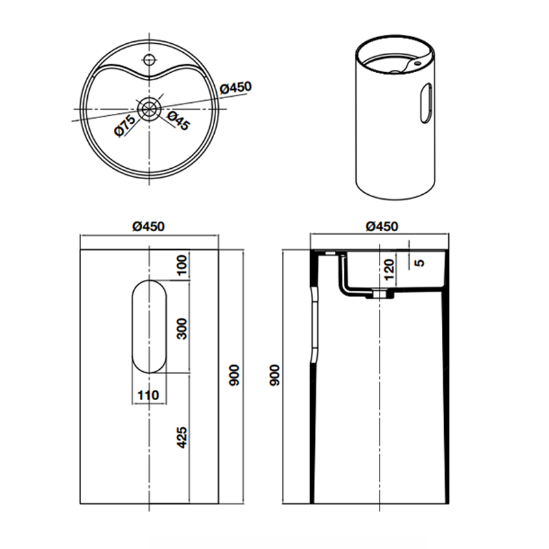 Chậu lavabo đặt sàn Hafele VN3009 588.87.401
