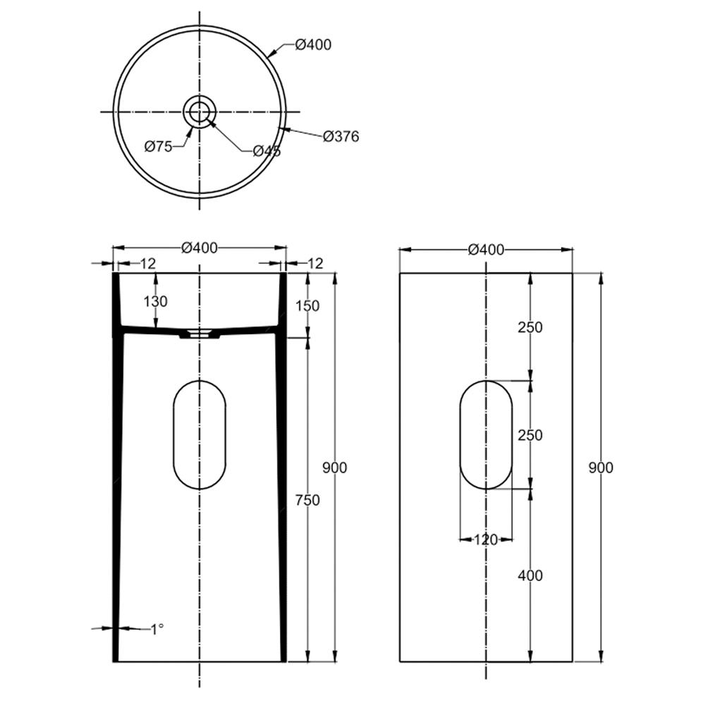 Chậu lavabo đặt sàn Hafele HVN3010 588.87.403