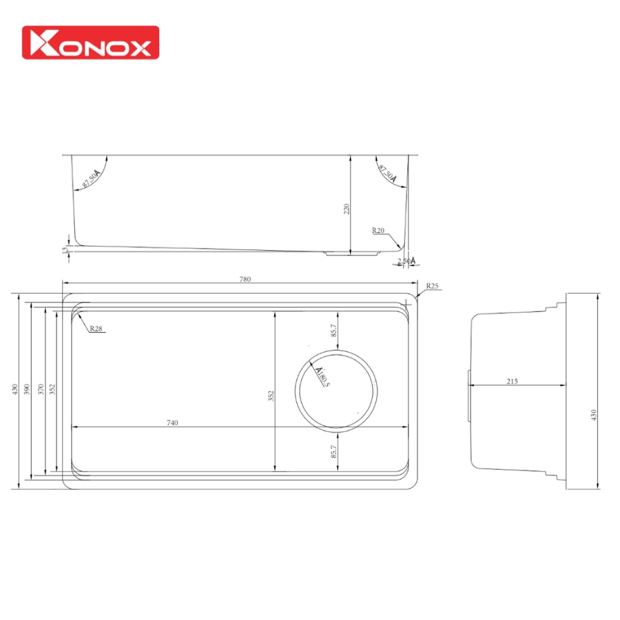 Chậu rửa bát Konox Tari 780SM