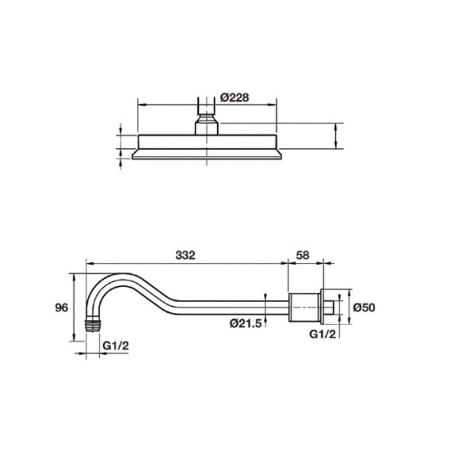 Sen đầu gắn tường Hafele Fusion