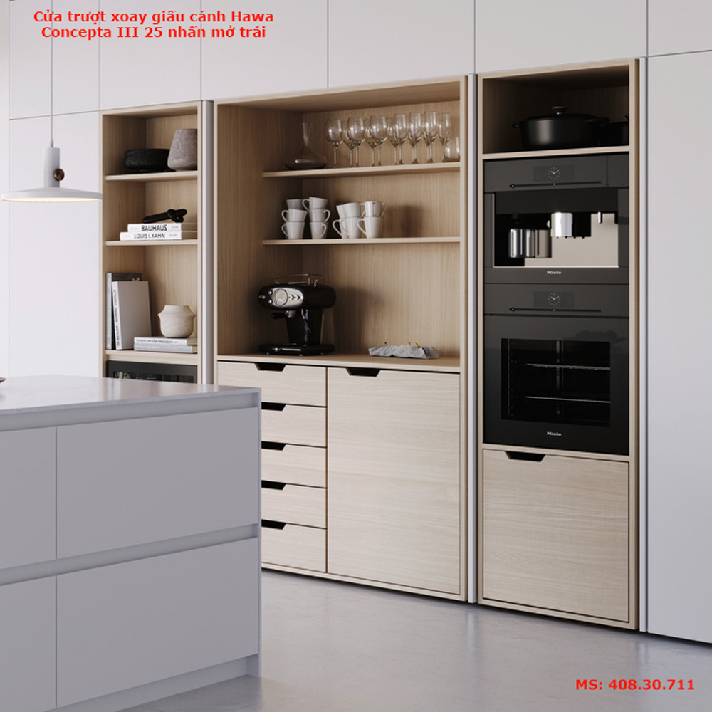 Cửa trượt xoay giấu cánh Hawa concepta III 25 nhấn mở trái 408.30.711