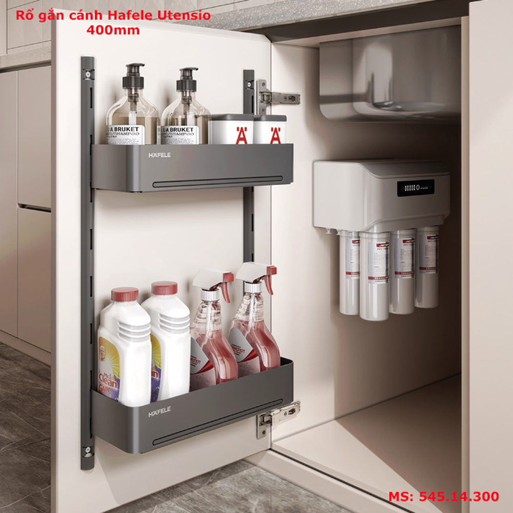 Rổ chai lọ gắn cánh Hafele Utensio Plus H2 400mm 545.14.300