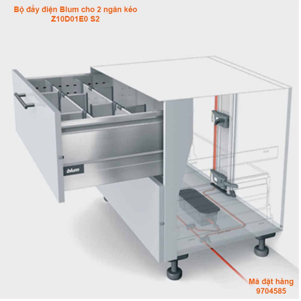 Bộ đẩy điện Blum cho 2 ngăn kéo Z10D01E0 S2 9704585
