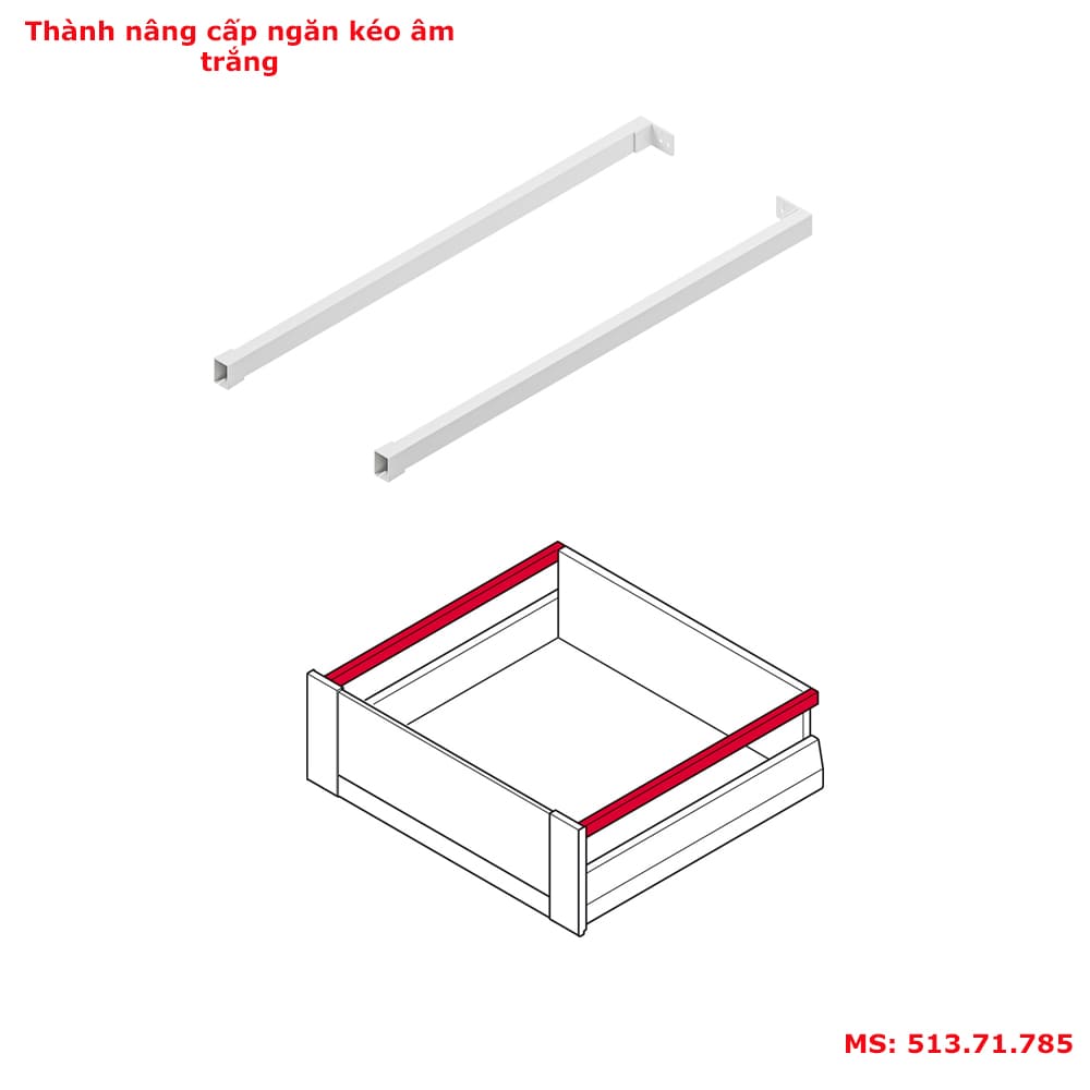 Thanh nâng cấp ray hộp âm Hafele Matrix Box P Plus 513.71.785