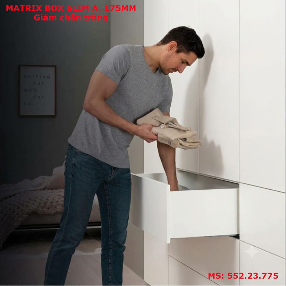 Ray hộp giảm chấn Hafele Matrix Slim A 175mm trắng 552.23.775