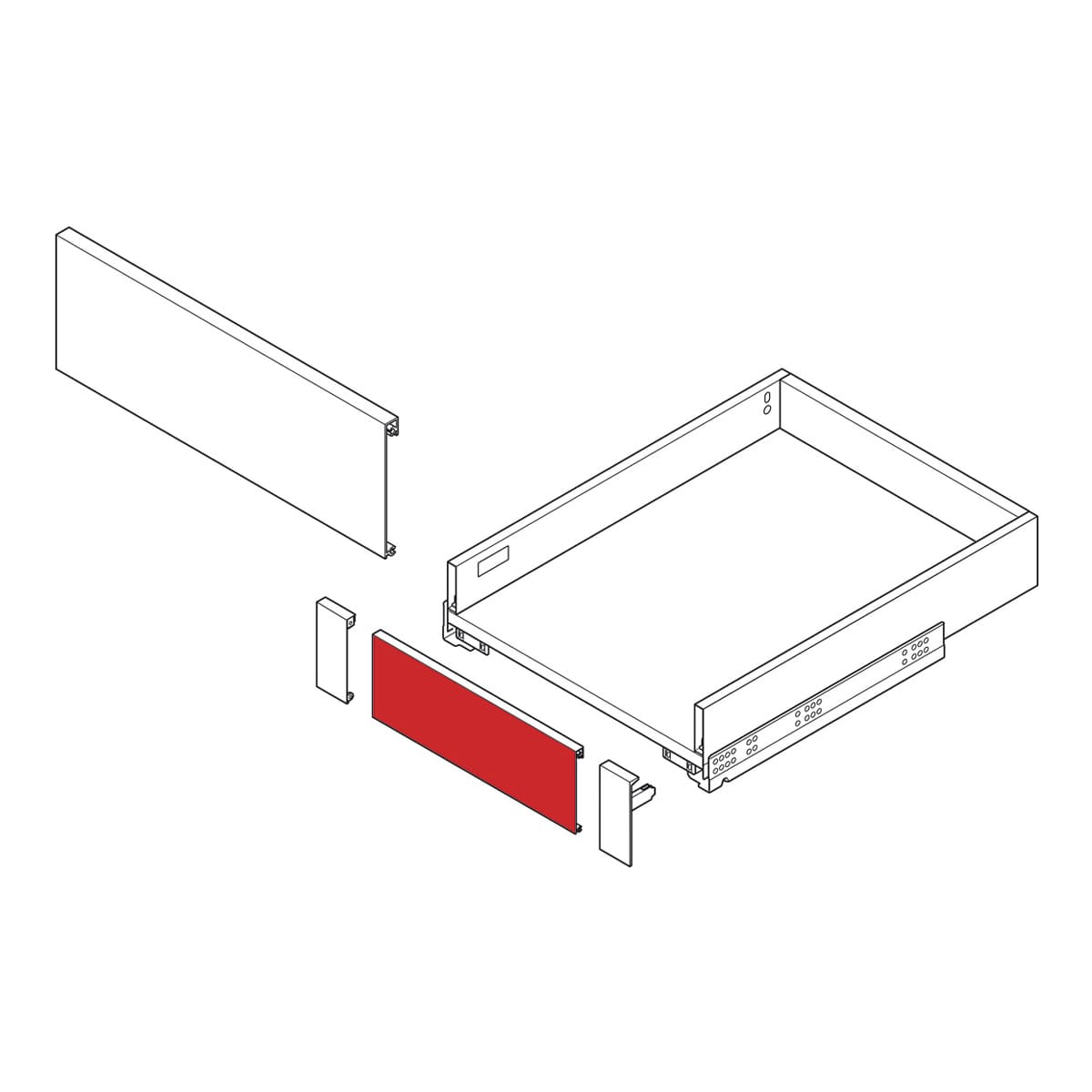 Mặt trước ray hộp âm Hafele Matrix Box Slim A trắng 552.31.709